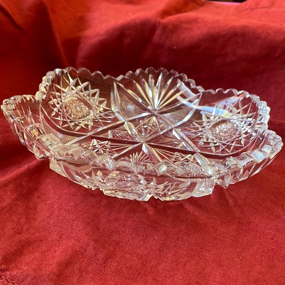 Vintage cut crystal starburst pattern bowl plate - Picture 5 of 10